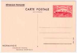 1935-Francia Cartolina Postale F.1,25 Normandie Corriere Postale Francia-America - Other & Unclassified