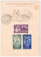 1948-Romania Sport Popolari 3 Valori Su Cartoncino Ann. Bucarest (31.12) - FDC