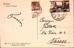 1935-Posta Militare/104 C.2 Su Cartolina Affrancata Eritrea Pittorica C.5 E Tass - Erythrée