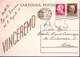 1944-Cartolina Postale C.30 VINCEREMO Con Francobollo Aggiunti Roma (7.10.44) - Marcophilie