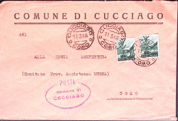 1946-Democratica Due Lire 1 Su Busta Tariffa Ridotta Sindaci Cucciago (11.3.46) - 1946-60: Marcophilie