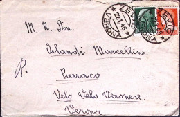1946-Imperiale C.25 E Lire 1,75 (248+254) Su Busta Zevio (22.1.46) - 1946-60: Marcophilie
