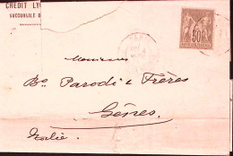 1878-Francia FRANCE SAGE C.30 (69) Su Lettera Parigi (4.1.78) Per Genova - 1877-1920: Semi-moderne Periode