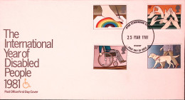 1981-GRAN BRETAGNA Anno Int. Minorato Serie Cpl. (976/9) Su Fdc - 1981-1990 Decimale Uitgaven