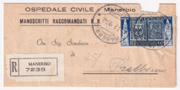 1952-Fr.lli Modena E Parma Lire 60 (690) Isolato Su Piego Raccomandato Manerbio  - 1946-60: Marcophilie