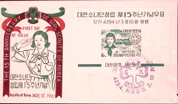 1961-Corea Del Sud 15 Ann. Guide Scout Coreane Foglietto (40) Su Fdc - Korea (Süd-)