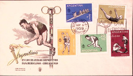 1959-Argentina Giochi Panamericani Chicago Serie Cpl. (607/9+PA 63/4) Su Fdc - FDC