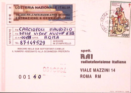1996-FRODE POSTALE Cartolina Concorso RAI Con Palese Frode Roma (5.12) Non Tassa - 1991-00: Marcophilie