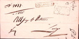 1836-VILLANOVA Cartella Rosso Su Lettera Completa Di Testo Manoscritto 15.5 - ...-1850 Préphilatélie