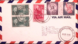 1956-U.S.A. Statua Liberta' C.3 E 8 Non Dentellati (foglietto) + Roosevelt Coppi - Marcophilie