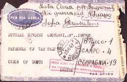 1942-Posta Aerea PER PRIGIONIERI GUERRA/VIA CHIASSO-SOFIA-GERUSALEMME Cartella R - Marcophilia