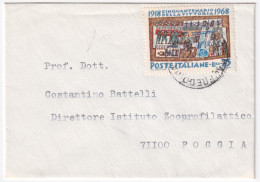 1969-50^ VITTORIA Lire 25 (1098) Isolato Su Biglietto Visita - 1961-70: Marcophilia