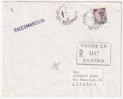 1975-Siracusana Lire 180 (1082A) Isolato Su Raccomandata Firenze (21.2) - 1971-80: Marcophilie