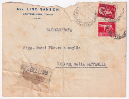 1945-Imperiale Senza Fasci Lire 2 E 5 (533/4) Su Raccomandata Montebelluna (20.9 - Marcophilie