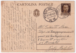 1940-Posta Militare/n. 6 C.2 (27.08) In Arrivo Su Cartolina Postale C.30 - Marcophilia