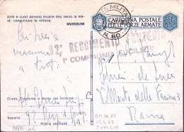 1943-Posta Militare/N 80 C.2 (15.4) Su Cartolina Franchigia - Marcofilie