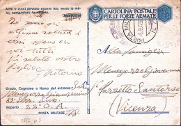 1943-Posta Militare/N 78 C.2 (6.9) Su Cartolina Franchigia - Marcofilie