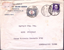 1931-Segnatasse Lire 1 (27) Apposto Montecatini T. (17.5) Su Busta Affrancatura  - Marcofilie