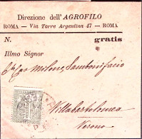 1871-CIFRA C.1 (T14) Isolato Su Fascetta Giornale AGROFILO Di Roma - Marcophilie