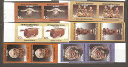 Congo: Full Set Of 6 Mint Imperforated Stamps In Pairs, Local Art, 2002, Mi#1692-8B, MNH - Ungebraucht