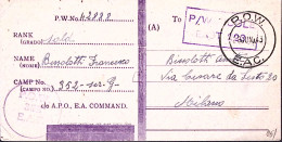 1943-PRIGIONIERI GUERRA In East Africa POW Camp 352/G Su Ex Cartolina Italiana T - Marcofilie
