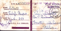 1943-PRIGIONIERI GUERRA In East Africa POW Camp 359 Su Ex Cartolina Italiana Tra - Marcofilie