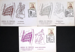 1973-VERONA 51 FESTIVAL OPERA LIRICA Sei Annulli Speciali Su Cartoline Ufficiali - Musik