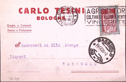 1928-FILIBERTO C.30 (228) Isolato Su Cartolina Con Intestazione A Stampa Carlo T - Marcophilie