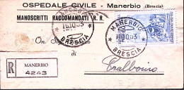 1953-LEONARDO Lire 60 Isolato Su Piego Raccomandato Manerbio (16.10) - 1946-60: Marcophilia