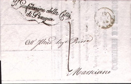 1857-PONTIFICIO B.1 (2) Al Verso Di Lettera Completa Testo Perugia (27.5) - Papal States