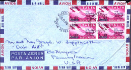 1956-posta Aerea Visita Presidente Negli U.S.A. Blocco 4 Su Busta Via Aerea Fire - 1946-60: Marcophilia