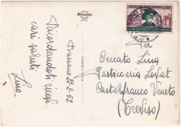 1952 VERDI Lire 10 (677) Isolato Su Cartolina (foto Di Bimba) Bassano Del Grappa - 1946-60: Marcophilia