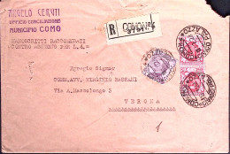 1928-Michetti C.20 + Floreale Coppia C.75 Su Raccomandata/c. Assegno - Marcofilía