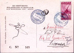 1947-III^CONVEGNO FILATELICO NAZIONALE/ROMA (10.12.47) Annullo Speciale Su Carto - 1946-60: Marcophilia