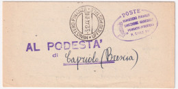 1944-MINISTERO FINANZE/UFFICIO POSTALE (5.12) E Ovale Con Fascio Su Piego - Marcofilía