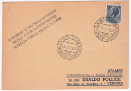 1956-ROMA III^Rassegna Int. Telenucleare (15.7) Annullo Speciale Su Cartolina - 1946-60: Marcophilie