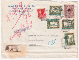 1958-X COSTITUZIONE Quattro Lire 25 + Siracusana Lire 10 E 100 (764+785+829) Su  - 1946-60: Marcophilia