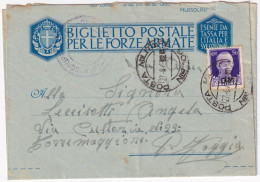 1943-Posta Militare/Nro 106 C.2 (27.8) Su Biglietto Franchigia Via Aerea - Marcofilía