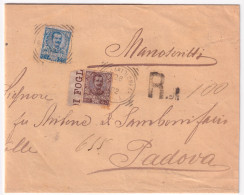 1902-Floreale C.25 E 40 (73/4) Su Manoscritti Raccomandati Villabartolomea (18.2 - Poststempel