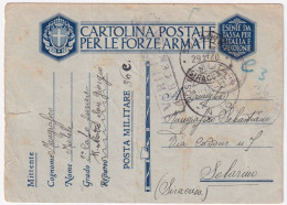 1940-Posta Militare 36 C.2 (20.11) Su Cartolina Franchigia Manoscritto R.NAVE S. - Poststempel