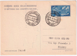 1948-MILANO GIORNATA AEREA Della MADONNINA (19.9) Annullo Speciale Su Cartolina - 1946-60: Marcophilie