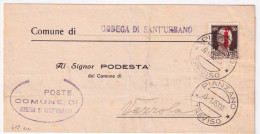1945-Imperiale Sopr. RSI C.30 ROSSO ARANCIO (492E) Su Piego Pianzano (30.1.45) - Marcophilia