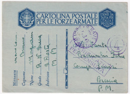 1942-R.NAVE/DUCA D AOSTA C.2 Violaceo (31.3) Su Cartolina Franchigia - Marcofilie