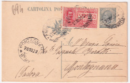 1920-Cartolina Postale Leoni C.15 Mill.19 Espresso Con Francobollo Aggiunto Espr - Marcofilie