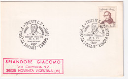 1973-TRIESTE 3^ MOSTRA SOCIALE EUROPA CLUB (26.5) Annullo Speciale Su Busta Viag - 1971-80: Marcophilie