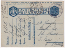1941-Posta Militare/n.ro 58 Bluastro C.2 (18.11) Su Cartolina Franchigia - Marcofilie