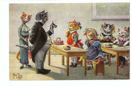 32580 - Illustrateur Arthur Thiele Chats  Leçon De Tricot Cat Cats Katze TSN Serie 1880 - Katzen