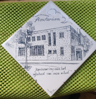 Tegeltje : Amsterdam , Herinnering Afscheid R.K School 30-6-1967 -  Original Foto  !!  Medallion  Dutch . - Altri & Non Classificati