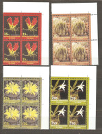 Congo: Full Set Of 4 Mint Stamps In Block Of 4, Flowering Plants, 2002, Mi#1698-1701, MNH - Neufs