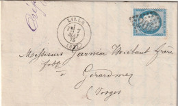 Lettre De Lille à Gérardmer LAC - 1849-1876: Période Classique